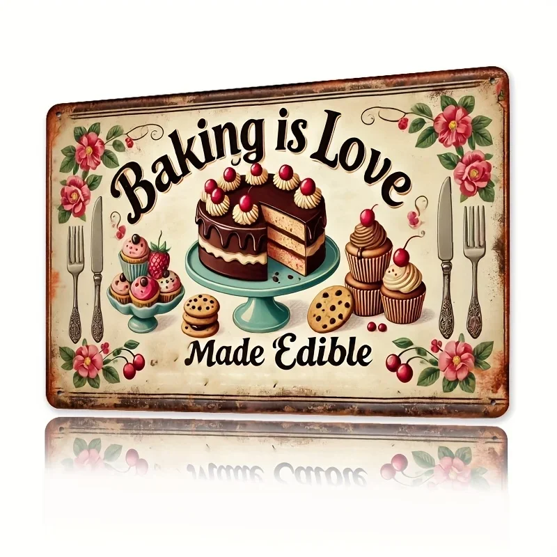 Baking In Kitchen - 룸 데코 빈티지 베이킹은 사랑이다 금속