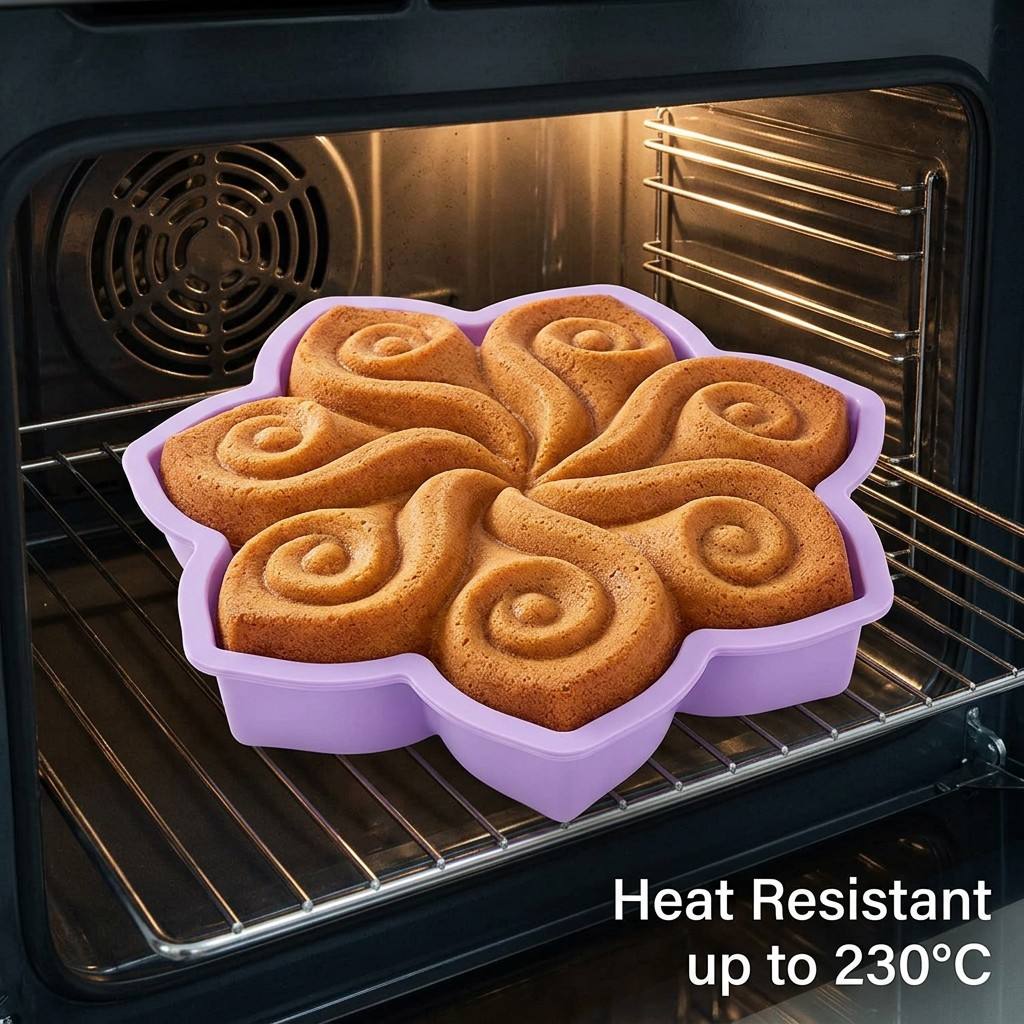 Kitchen Baking Ware - 대형 꽃 모양 실리콘 케이크 몰드,