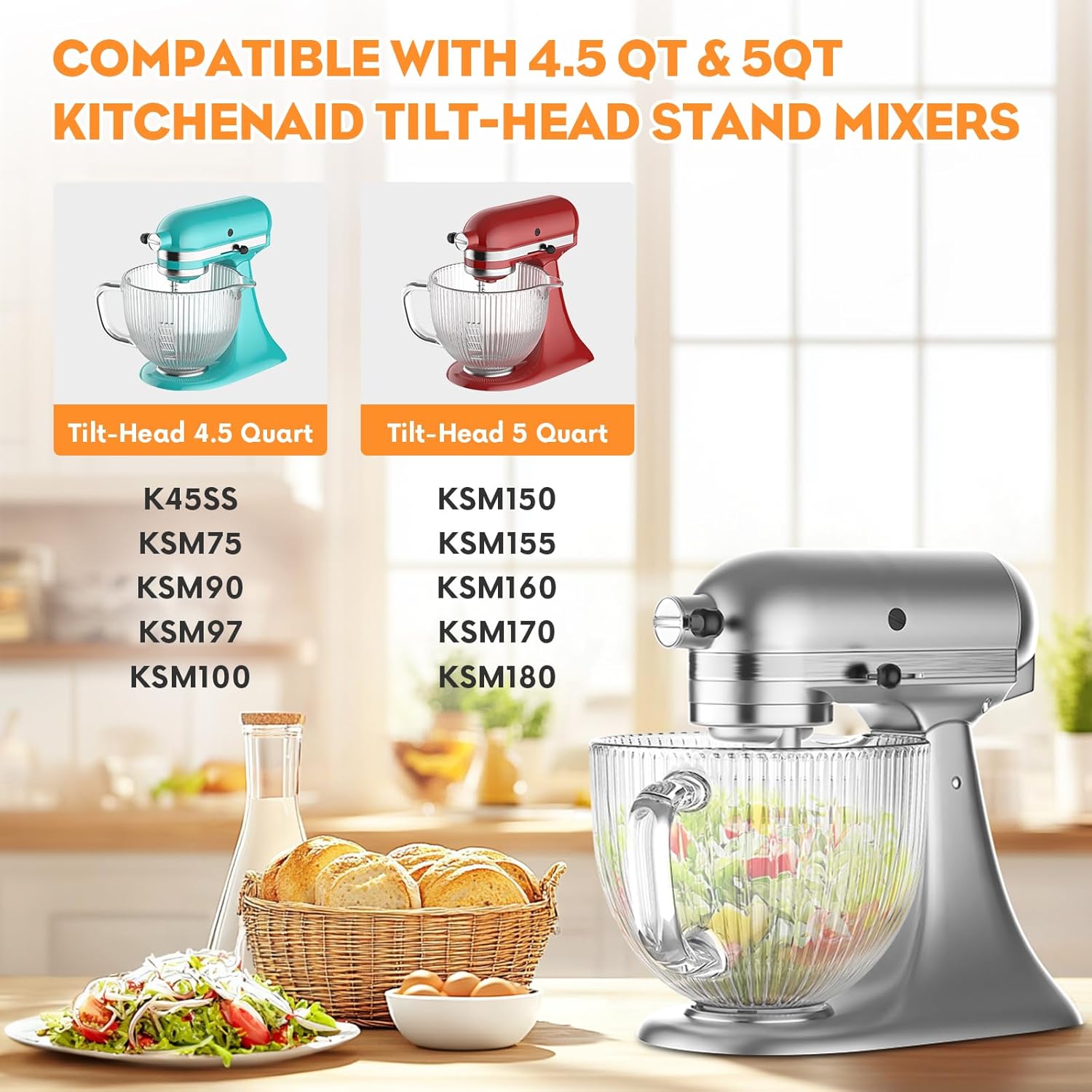 키친에이드 믹서용 GVODE 유리 그릇, 푸어 스파우트 - Kitchenaid Baking Set 리뷰 및 가격
