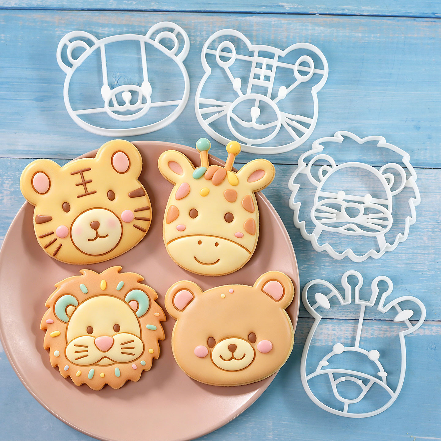 4개 동물 쿠키 커터 세트 3D 귀여운 사자 호랑이 기 - Kitchen Baking Kit 리뷰 및 가격